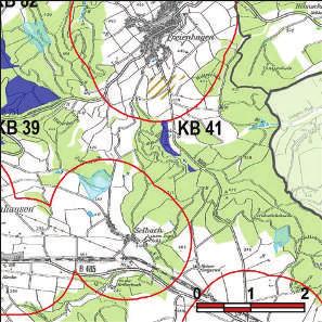 Kennung: KB 41 Heitzelberg Waldeck Freienhagen, Netze Flächengröße Suchraum: 22 ha Vorranggebiet: 11 ha 5.75 m/s bis unter 6.