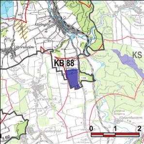 Kennung: KB 88 Flächengröße Ehringen Volkmarsen Ehringen Suchraum: Vorranggebiet: 35 ha < 5,75 m/sek Bestandsfläche mit 5 WEA im Offenland Lage im 50-km-Schutzbereich um das Radar Auenhausen Gegen
