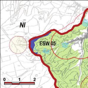 Kennung: ESW 05 entlang der Landesgrenze Witzenhausen Ziegenhagen Flächengröße Suchraum: 435 ha Vorranggebiet: 34 ha 5.75 m/s bis unter 6.