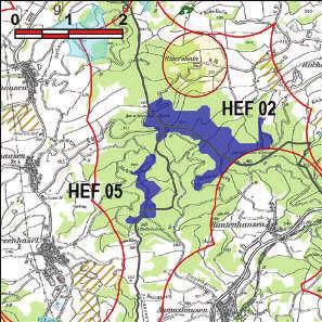 Kennung: HEF 05 Junkerwald Bebra; Rotenburg a.d.fulda Asmushausen, Rautenhausen; Schwarzenhasel Flächengröße Suchraum: 38 ha Vorranggebiet: 34 ha 5.75 m/s bis unter 6.