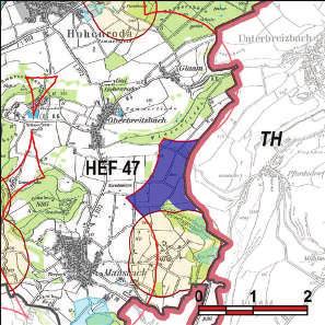 Kennung: HEF 47 Aue Hohenroda Mansbach, Oberbreitzbach Flächengröße Suchraum: 212 ha Vorranggebiet: 94 ha 5.75 m/s bis unter 6.