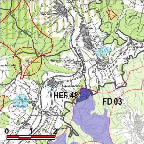 Kennung: HEF 48 nördlich vom Eichenberg Hauneck; Haunetal Bodes; Odensachsen Flächengröße Suchraum: 21 ha Vorranggebiet: 21 ha 5.75 m/s bis unter 6.