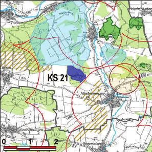Kennung: KS 21 Bratberg Liebenau Niedermeiser Flächengröße Suchraum: 216 ha Vorranggebiet: 31 ha 5.75 m/s bis unter 6.