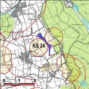 Kennung: KS 24 am Kaiserteich Grebenstein Udenhausen Flächengröße Suchraum: 44 ha Vorranggebiet: 24 ha 5.75 m/s bis unter 6.