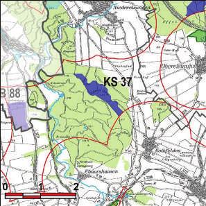 Kennung: KS 37 Rödeser Berg Wolfhagen Niederelsungen, Nothfelden Flächengröße Suchraum: 42 ha Vorranggebiet: 42 ha 5.75 m/s bis unter 6.