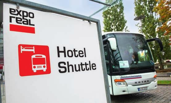 Hotel-Shuttle Abfahrtzeiten der Shuttle-Busse Hotels EXPO REAL Novotel München City Holiday Inn Munich City Centre Hilton Munich City 5 min 20 min 109 111 112 Route F 07:00 07:30 08:00 08:30 09:00