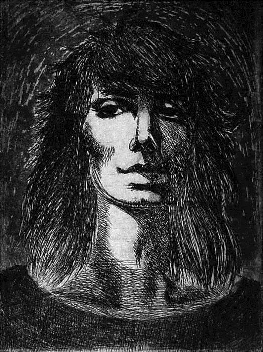 1973 73-041-RE Titel: Frauenportrait linke Gesichtshälfte etwas mit Haaren