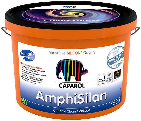 AmphiSilan Nespri-TEC Matte Siliconharz-Fassadenfarbe, speziell für die rationelle Fassadenbeschichtung im Nespri-TEC-Spritzverfahren.
