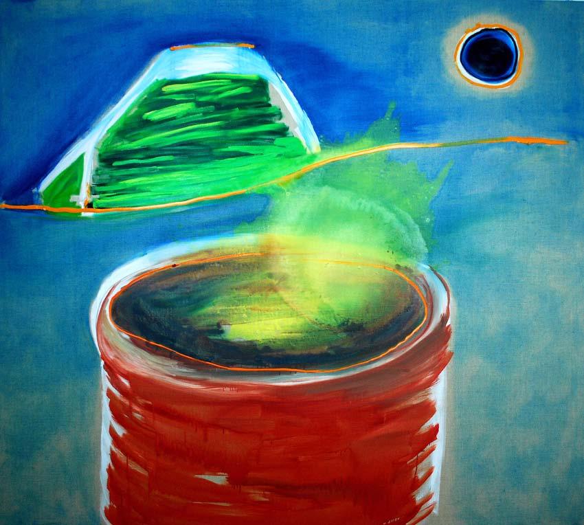 Drum and Mountain Painting Oil on canvas 170 x