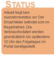 6 Status Das Textfeld rechts unten gibt Auskunft über die momentane Einbausituation und die technische Erreichbarkeit ihres Smart Meters.