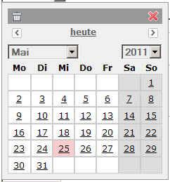 Über eine Drop-Down-Liste kann man weitere Angebote für eine Marke anfordern und durch Anklicken des Kalender-Symbols erscheint ein Kalender, aus dem man durch Anklicken ein Datum für die
