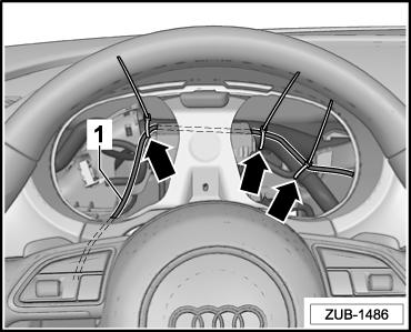 Einbauanleitung - Audi A4 Limousine 2012 Audi A4 Avant 2012 Audi A5 Sportback Elektrische Steckverbindung -3- mit Nachrüstleitung gelb / grau -1- auf das