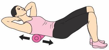 Übung 6 - UNTERER UND MITTLERER RÜCKEN Lege dich mittig, mit aufgestellten Beinen auf die BODYROLL. Stabilisiere deinen Körper mit den Beinen.