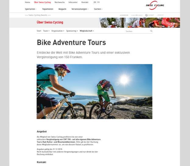 ONLINE WEBSEITE Mit fast 15 000 Besuchern pro Monat Tendenz steigend ist die neue Webseite die zentrale Kommunikationsplattform von Swiss Cycling.