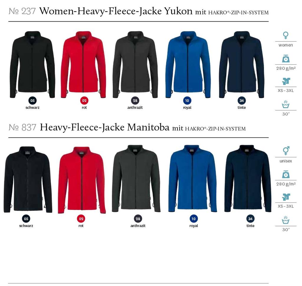 ZIP-IN-Fleece-Jacke HAKRO-ZIP-IN-Fleece-Jacke ZIP-IN-Fleece-Jacke kann in die Segeljacke gezippt werden, Um eine 3-in-1 Jacke zu erhalten.