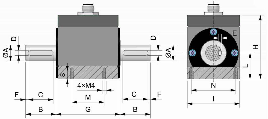 Drehmomentsensoren Rotierend RT2- Rotating Torque Transducer RT2- Drehmoment 0,5 bis 5000 Nm Torque 0,5 to 5000 Nm Drehmomentsensoren RT2, Nenndrehmoment von 0,5 Nm bis 5000 Nm, mit