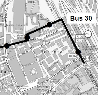 Regierungsrat des Kantons Basel-Stadt Seite 10 Verlegung Bus 30 in Erlenstrasse Zur Erschliessung des entstehenden Erlenmattquartiers wurde die Linienführung der Buslinie 30 geändert: Seit Dezember