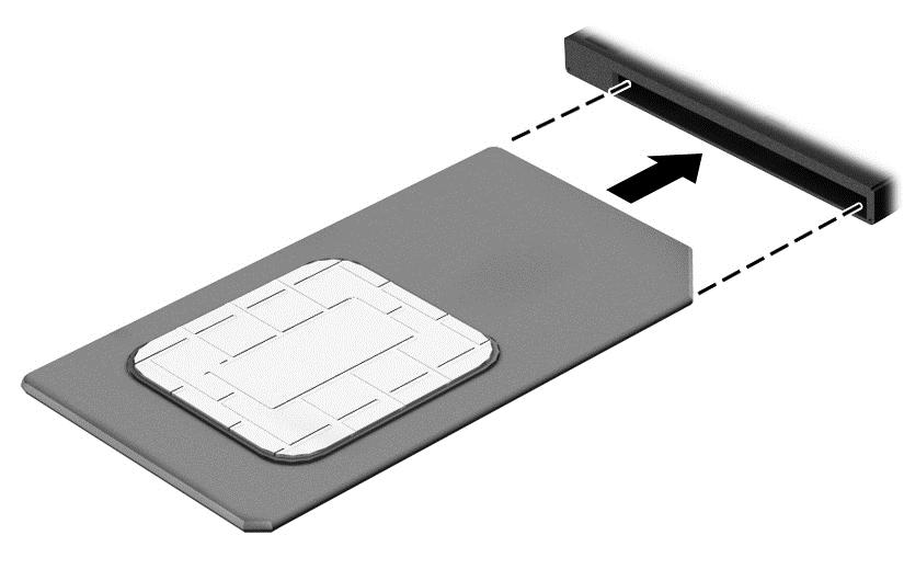 7. Schieben Sie die SIM-Karte in den SIM-Karten-Steckplatz, und drücken Sie die SIM-Karte vorsichtig in den Steckplatz, bis sie fest sitzt.