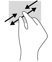 Verkleinern Sie ein Element, indem Sie zwei Finger auf dem TouchPad platzieren und sie dann zusammenschieben.