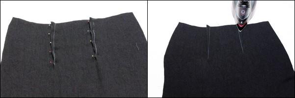 creased as possible fabrics Originalstoff/Original fabric: Baumwollcrepe/Cottoncrepe Verarbeitung/ Sewing: Step1: Abnäher/Darts Abnäher am Vorderteil stecken und steppen.