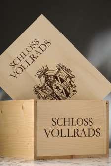 Flasche à 0,375 l 6er Holzkiste mit Schloss Vollrads Schriftzug 12,50 für 6
