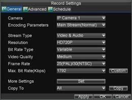 You may also delete an added channel by clicking the Delete button. Camera Management Menu 9. Click OK to exit out of the Camera Management menu. To adjust IP camera compression settings: 1.