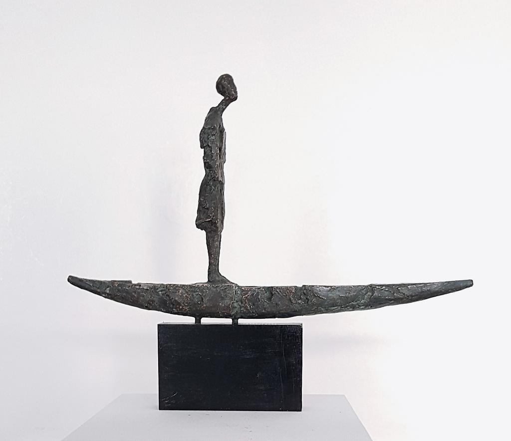 Michael Jastram: Fährmann, Bronze (2018), 40 x 48 x 5 cm Galerie Christine Knauber,