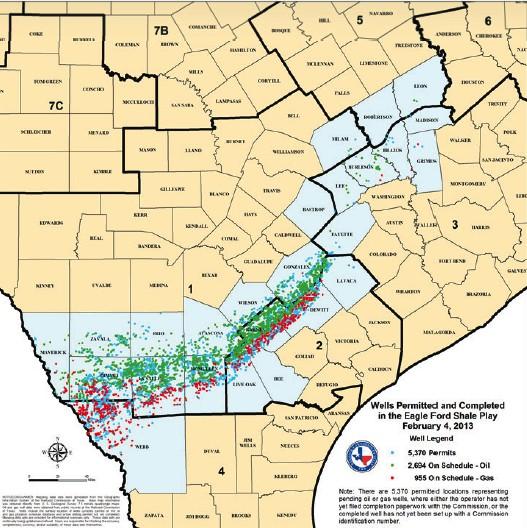 Eagle Ford Shale in in Texas Quelle: RRC Railroad