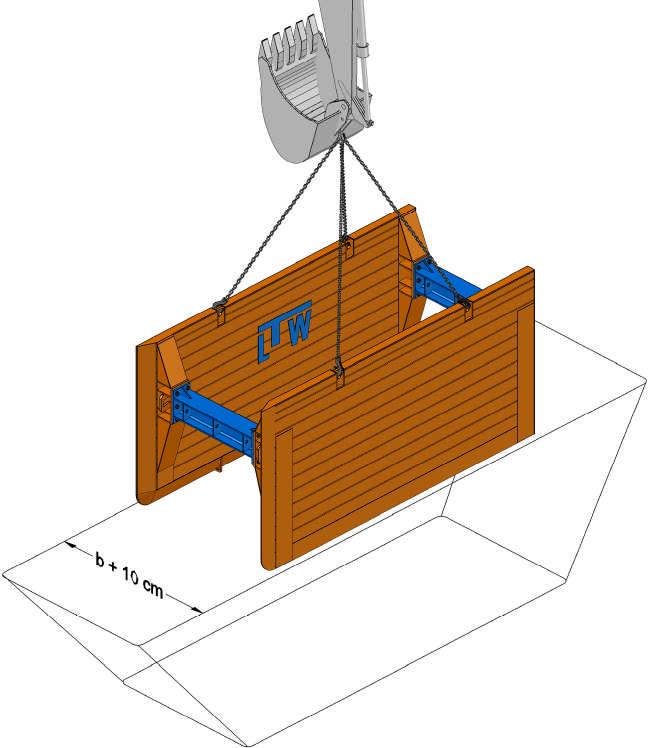 Einbauanleitung Die SCHLEPPBOX ist für Kanalbaumaßnahmen im freien Gelände und für standfeste Böden konzipiert worden und sichert nur einen kleinen Bereich zur Verlegung der Rohre ab.