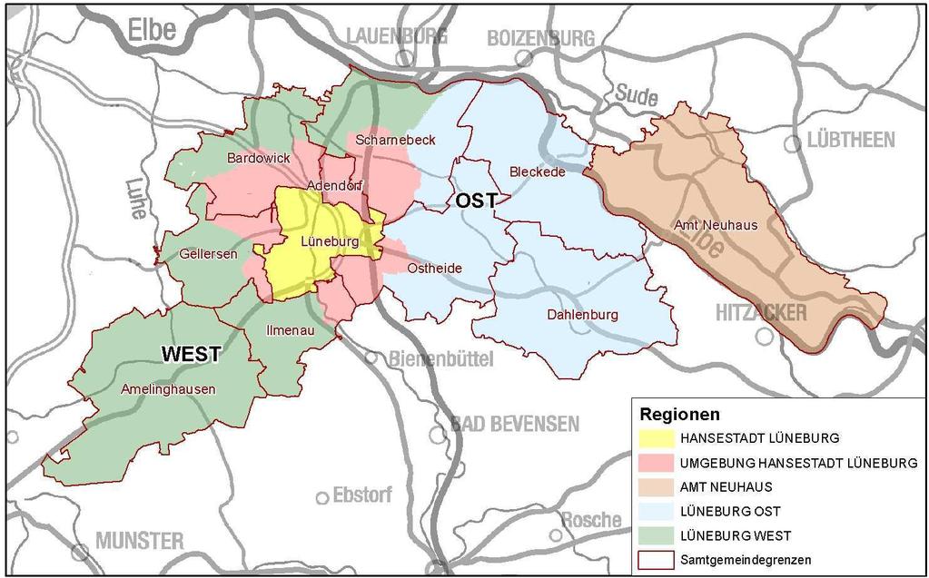 5.2.2.2 Landkreis Lüneburg Die Entwicklungen der Baulandpreise [ /m²] in den Regionen im Einzelnen (Vorjahr): Hansestadt Lüneburg + 14,0 % (+ 15,4 %) Umgebung Hansestadt Lüneburg + 12,0 % (+ 9,8 %)
