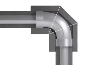 DÄMMTECHNIKEN MIT INSUL - TUBE (XT) Dämmung eines Winkels von Rohren unterschiedlichen Durchmessers Für den Fall, dass der Winkel einer Rohrleitung einen anderen Außendurchmesser aufweist, als die