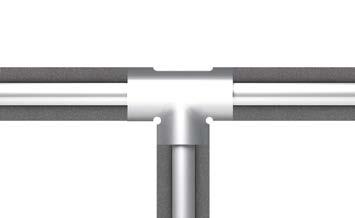 Dämmung von T - Stücken T - Stücke mit einem anderen Durchmesser Für den Fall, dass die an das T - Stück angrenzenden Rohre einen kleineren Außen - durchmesser