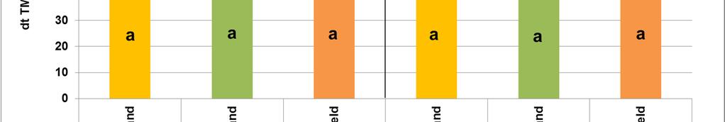 Ergebnisdarstellung Kornertrag Unterschiedliche Kleinbuchstaben kennzeichnen signifikante Unterschiede innerhalb eines Schlages; unterschiedliche Großbuchstaben