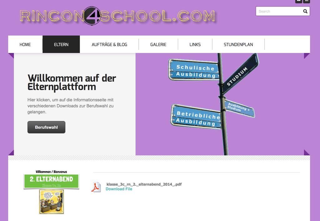 BERUFSWAHL: WEBSITEN www.rincon4school.com > Eltrn www.rittrmatt.ch > Brufswahl (ab 1. Oktobr) www.brufsbratung.