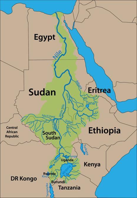 Der Nil als grenzüberschreitendes Flusssystem Blauer Nil (Tana-See) Weißer Nil