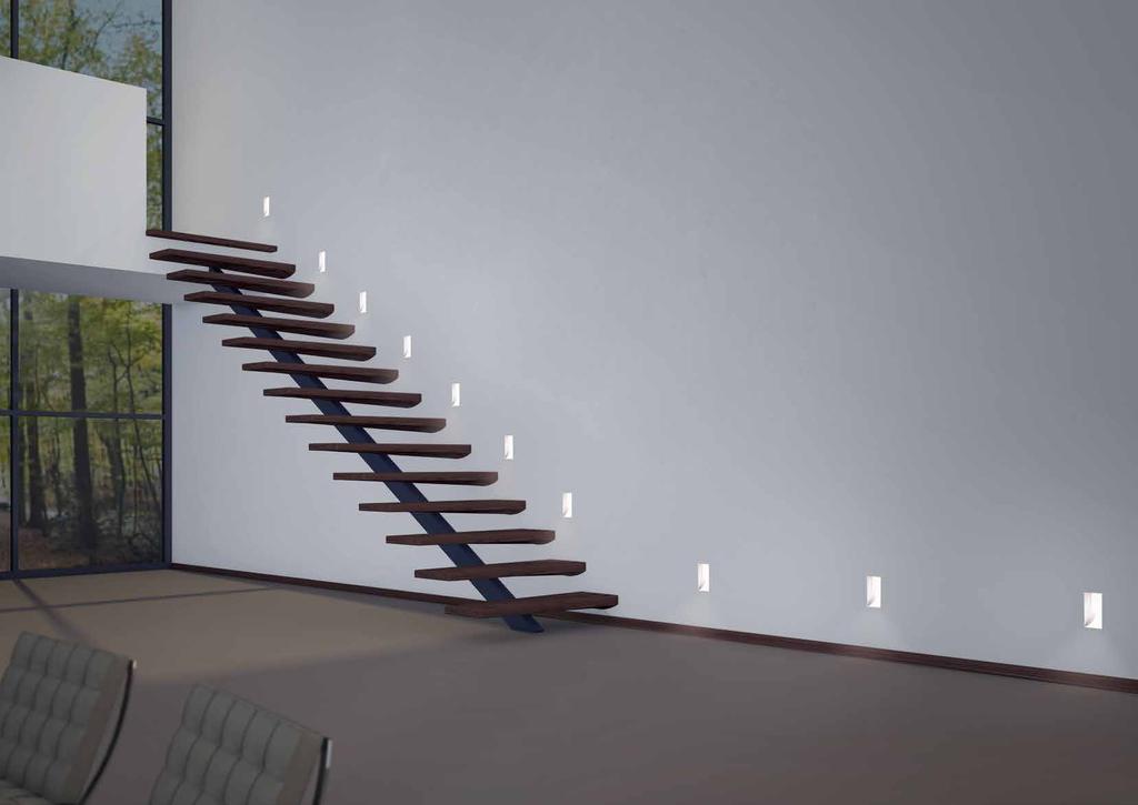 In Bodennähe eingelassen, beleuchten die Wandeinbauleuchten TZ-5 LED gezielt Böden, Flure und Treppen.