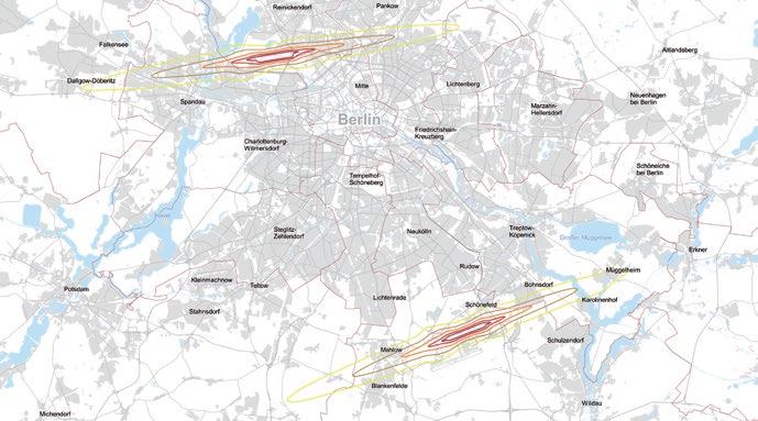 6 FBB Fluglärmbericht 4 Lärmkonturen Nacht In Karte sind die Zonen der nächtlichen Dauerschallpegel L N dargestellt.