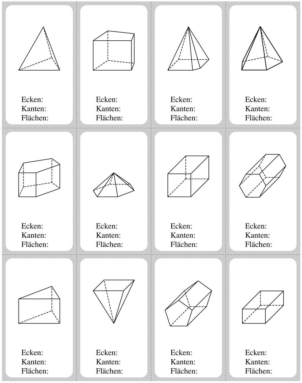 Satz von 10 hölzernen geometrischen Körpern Mathe 