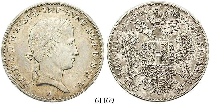 61169 61161 61163 Ferdinand I., 1835-1848 1/2 Taler (Gulden) 1844, A. Jl.245.