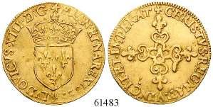 61483 Louis XIII., 1610-1643 Ecu d or au soleil 1621, A Paris.