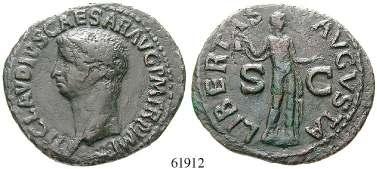 61912 Claudius I., 41-54 Cu-As 50-54, Rom. 10,08 g. Kopf l.