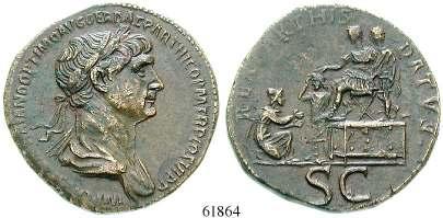 grüne Patina, ss 220,- 61864 Me-Sesterz 114-117, Rom. 25,10 g. Drapierte Büste r.