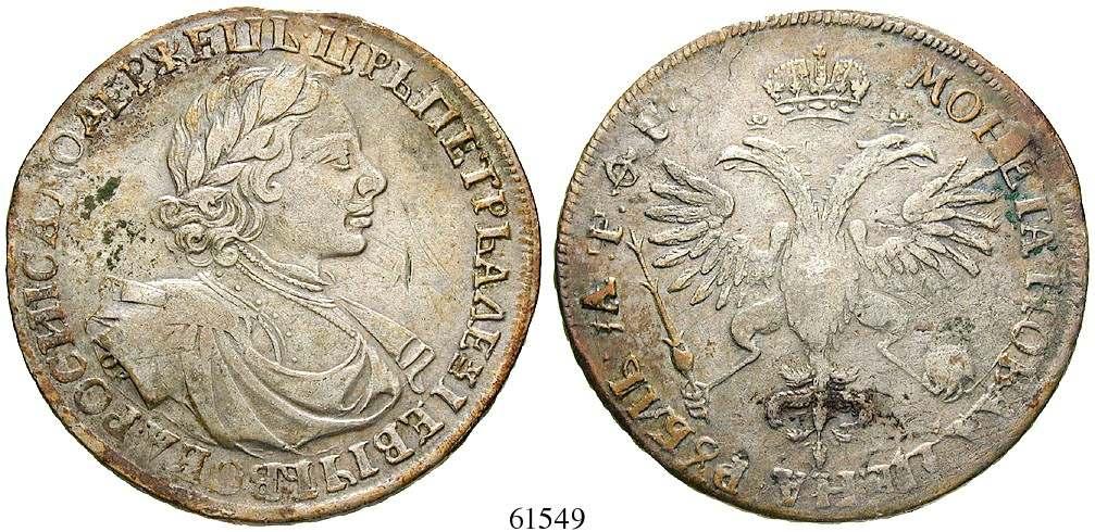 Friedb.91; Diakov 14. f.vz 20.000,- 61548 Rubel 1722, Moskau. 27,23 g.