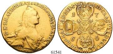 Abb. verkleinert 61541 Katharina II., 1762-1796 10 Rubel 1764, St. Petersburg.