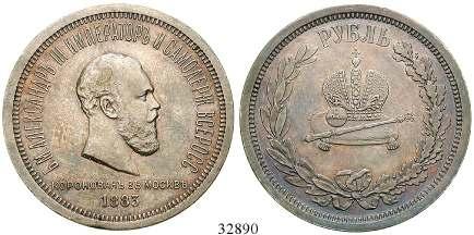32890 Alexander III., 1881-1894 Rubel 1883. Auf die Krönung. Dav.291.