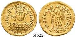 Feld, Mzz. E/CONOB. Gold. RIC 605. ss 550,- 12411 61619 Honorius, 393-423 Solidus 395-402, Mailand. 4,51 g.