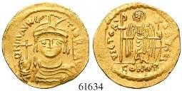 Speer; Offizin Delta. Gold. Sear 345. f.st 580,- Tiberius II.