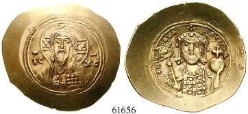 leichter Doppelschlag, st 750,- 61663 Isaac II., Angelus, 1185-1195 Aspron Trachy, Constantinopel. 3,48 g.