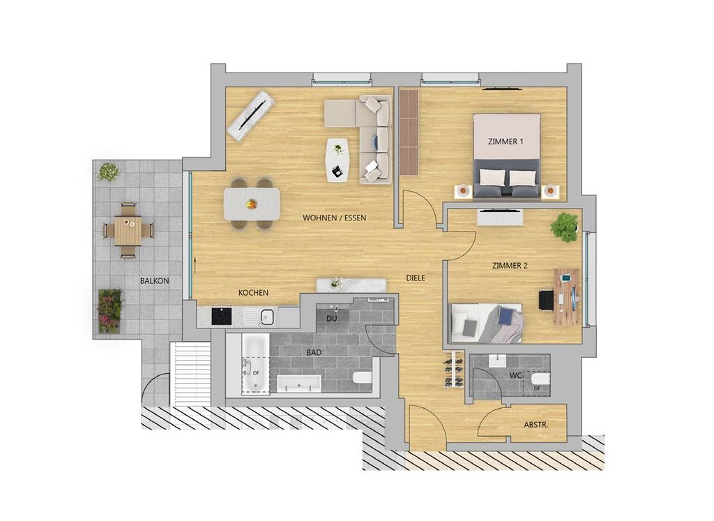 Dachgeschoss 3-Zimmer-Wohnung