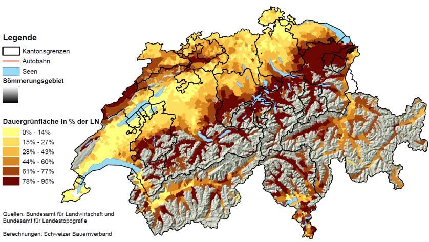 Die Schweizer Landwirtschaft 2010: 1 051 747 ha 2.2% 1.2% 12.5% 8.3% 49.9% 25.